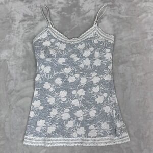 Y2K American Eagle Top Womens Medium Floral Lace Trim Babydoll Cami Fairy Dainty